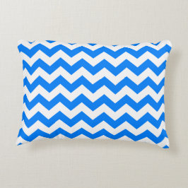 Azure Blue Chevron Accent Kussen