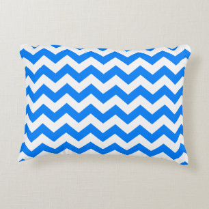 Azure Blue Chevron Accent Kussen