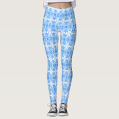 Azure Blue Damask Leggings (Voorkant)