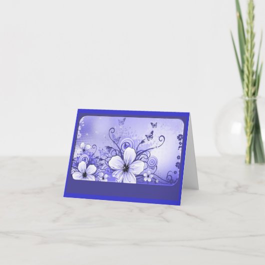 Azure Blue Floral Note Kaart (Voorkant)