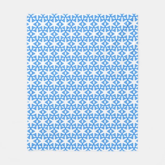 Azure Blue Geometic Flower Tile Fleece Deken (Voorkant)