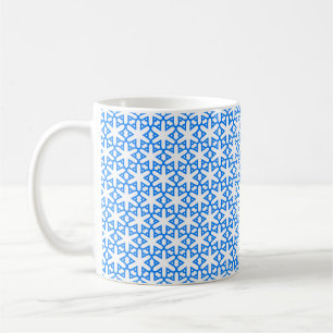 Azure Blue Geometic Flower Tile Koffiemok