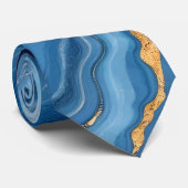 Azure Blue Gold Marble Collectie Stropdas (Opgerold)