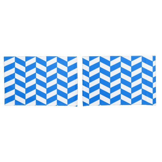 Azure Blue Herringbone Kussensloop (Voorkant-Set)