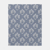 Azure Blue Leaf Linen Look Fleece Deken (Voorkant)