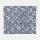 Azure Blue Leaf Linen Look Fleece Deken (Voorkant (Horizontaal))