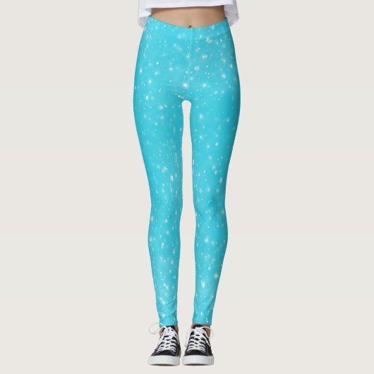 Azure Blue Modern Star Leggings (Voorkant)