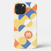 Azure Blue Sunny Yellow Midcentury Circles Patroon iPhone Hoesje (Achterkant)