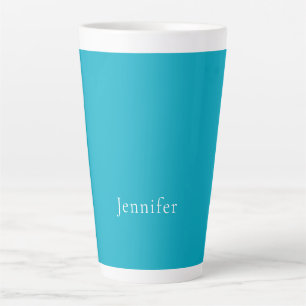 Azure Blue Trendy Moderne Minimalistische Naam Latte Mok