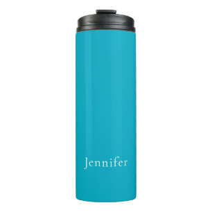 Azure Blue Trendy Moderne Minimalistische Naam Thermosbeker