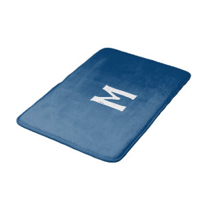 Azure Blue White Monogram Badmat
