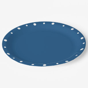 Azure Blue White Polka Dots Papieren Bordje