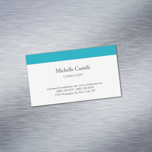 Azure Blue & White Professional Uniek Klassiek Magnetisch Visitekaartje (Voorbeeld)