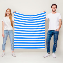 Azure Blue & White Stripes Fleece Deken