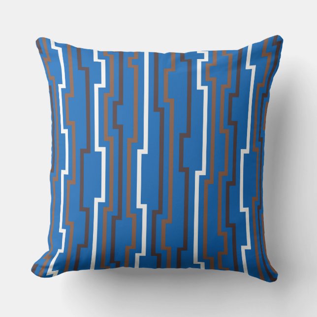 Azure Blue Zig Zag Throw Pillow Kussen (Voorkant)