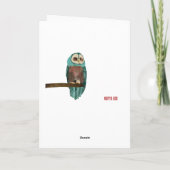 Azure & Blush Owl Verjaardag Kaart (Achterkant)