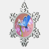 Azure Butterfly Tin Sneeuwvlok Ornament (Rechts)