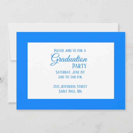 Azure Casquette & Feuille Grad Invitation 5" x 7" (Dos)