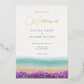 Azure Coast in Bloom Wedding Folie Uitnodiging (Voorkant)