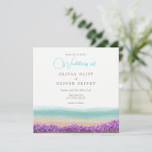 Azure Coast in Bloom Wedding Invitation Kaart (Staand voorkant)