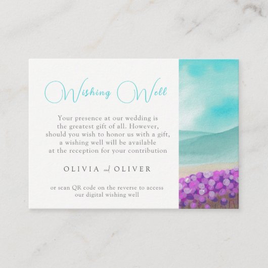 Azure Coast in Bloom Wedding Wishing Well QR Code Informatiekaartje (Voorkant)