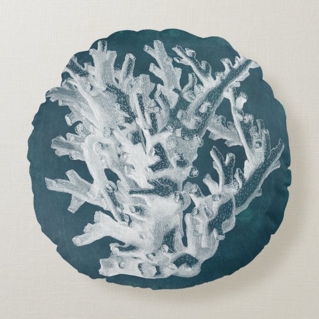Azure Coral I Rond Kussen (Voorkant)