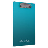 Azure Dark Blauwgroen Gradient Personalized Teache Klembord (Rechts)