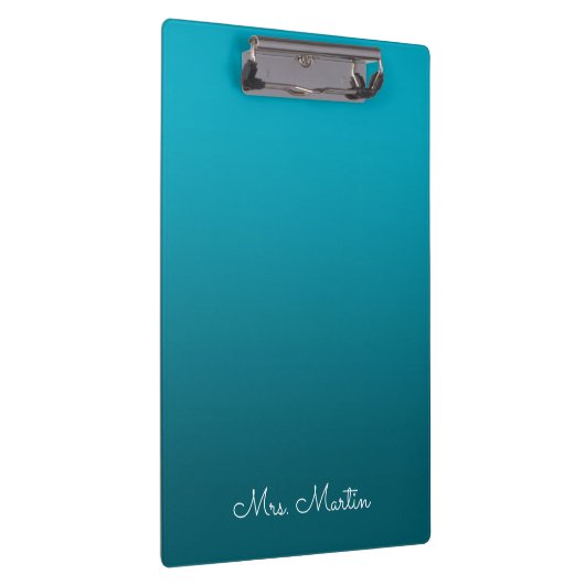 Azure Dark Blauwgroen Gradient Personalized Teache Klembord (Rechts)