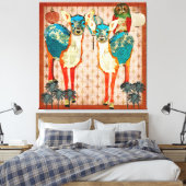 Azure Deer & Roos Uil Fiesta Canvas Art (Insitu (Slaapkamer))