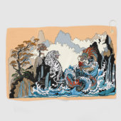 Azure Dragon en White Tiger. Illustratie Golfhanddoek (Horizontaal)