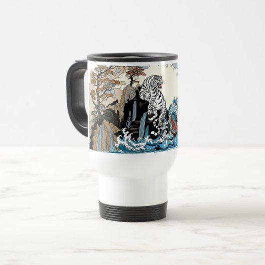 Azure Dragon en White Tiger. Illustratie Reisbeker (Voorkant links)