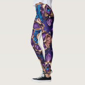 "Azure Elegance : Leggings floraux bleus luxueux" (Gauche)