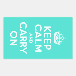 Azure en Turquoise Keep Calm en Carry On Rechthoekige Sticker