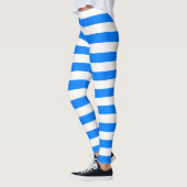 Azure en witte kleur horizontaal gestreept leggings (Links)