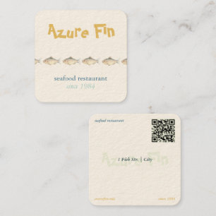 Azure Fin Elegant Fish Restaurant Logo Vierkante Visitekaartje
