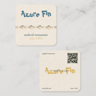 Azure Fin Elegant Fish Restaurant Logo Vierkante Visitekaartje