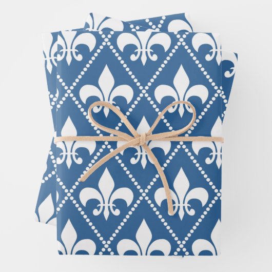 Azure Fleur de Lis Inpakpapier Vel (In situ)