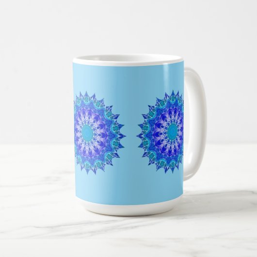 Azure Flower Mandala Mug (Devant droit)