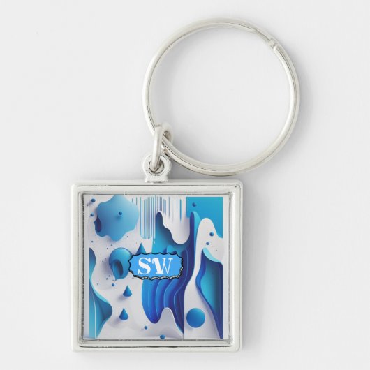 Azure Fragment Personalized Square Keychain (Voorkant)