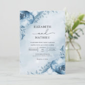 Azure Frost Bloom Wedding Kaart (Staand voorkant)