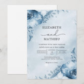 Azure Frost Bloom Wedding Kaart (Voorkant / Achterkant)