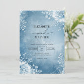 Azure Frost Flourish Wedding Kaart (Staand voorkant)