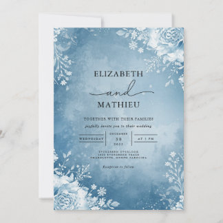 Azure Frost Flourish Wedding Kaart