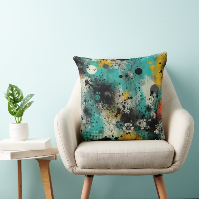 Azure Ink Abstracte Worpkussen Kussen (Stoel)