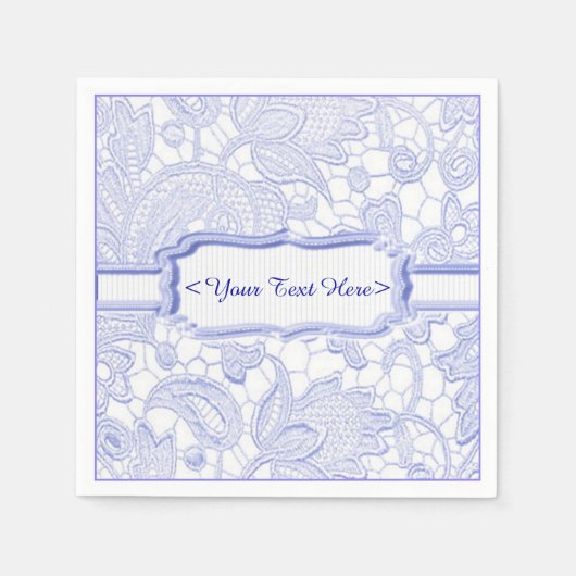 Azure Lace Elegant Blue Personalized Napkins Servetten (Voorkant)
