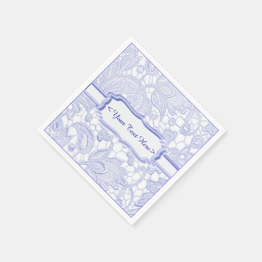 Azure Lace Elegant Blue Personalized Napkins Servetten (Hoek)