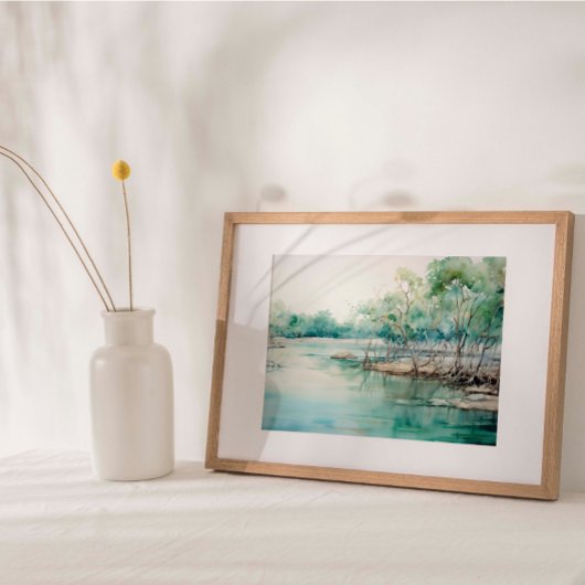 Azure Mangrove Majesty: Waterverf Blue-Green Poster