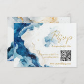 AZURE Marble Dreams Gala QR-code uitnodigingskaart RSVP Kaartje (Voorkant / Achterkant)