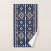 Azure Navy and Terracotta Geometric Tribal (Serviette à main)