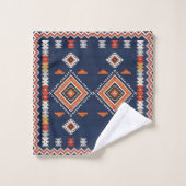 Azure Navy and Terracotta Geometric Tribal (Gant de toilette)
